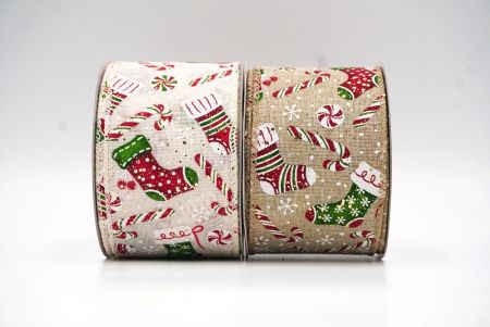 Nastro di Rame con Design di Calza di Natale, Regali e Bastoncino di Zucchero_KF8648.KF8649.KF8650.KF8651.KF8652.KF8653 (2)